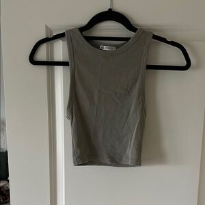 Zara Green Sleeveless Crop Tank Top